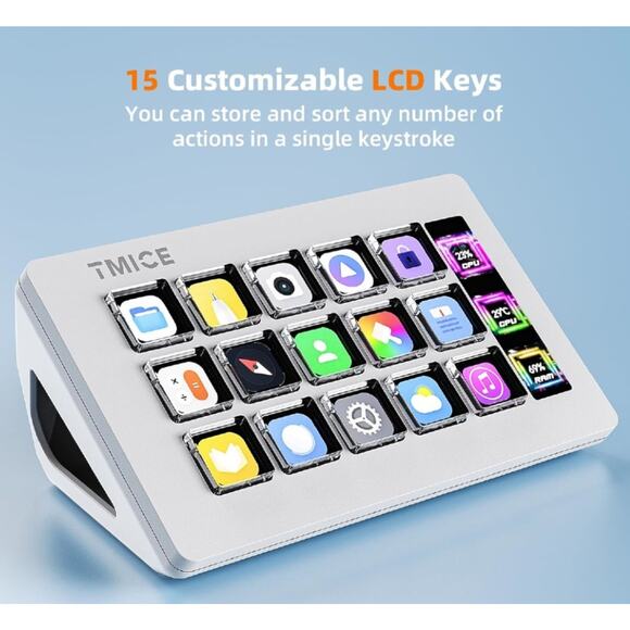 TMICE Other - TMICE Stream Controller - Live Production Controller with 15 Customizable LCD Ke